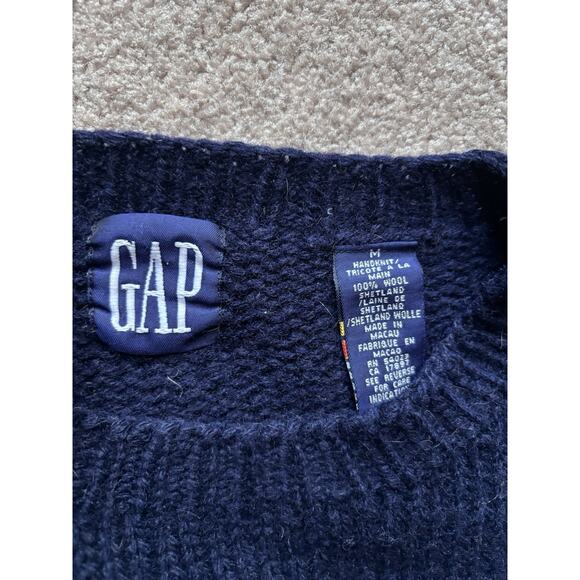 Vintage Y2K 90’s Gap M Wool Sweater Chunky Hand Knit Heavy Scotland Fisherman - Picture 5 of 6